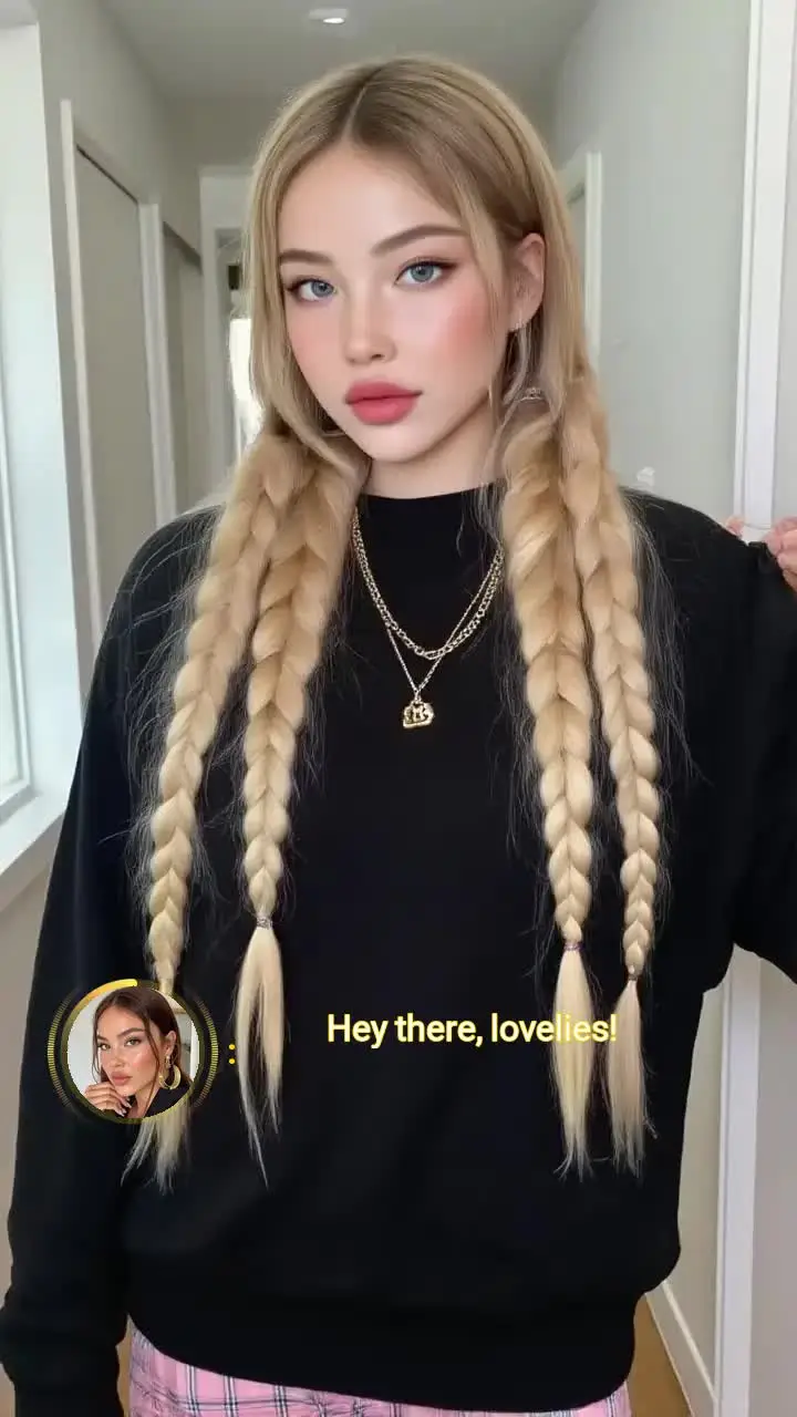 Double Braids and Wavy Hair